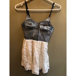 Denim lace bustier dress